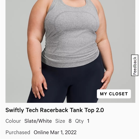 *SOLD*Lululemon Swiftly Tech Racerback Tank Size 8 - Picture 3 of 8